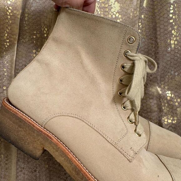 ORO Los Angeles‎ Beige Crepe Suede Combat Boots Size US 8 EU41 main image 7